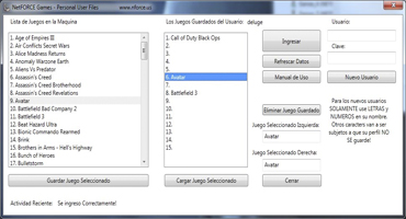 Perfiles y partidas guardadas